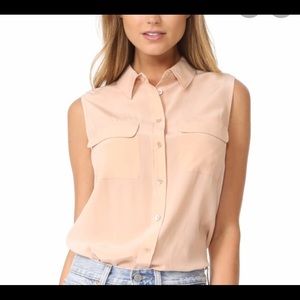 Equipment blush button front silk blouse, M